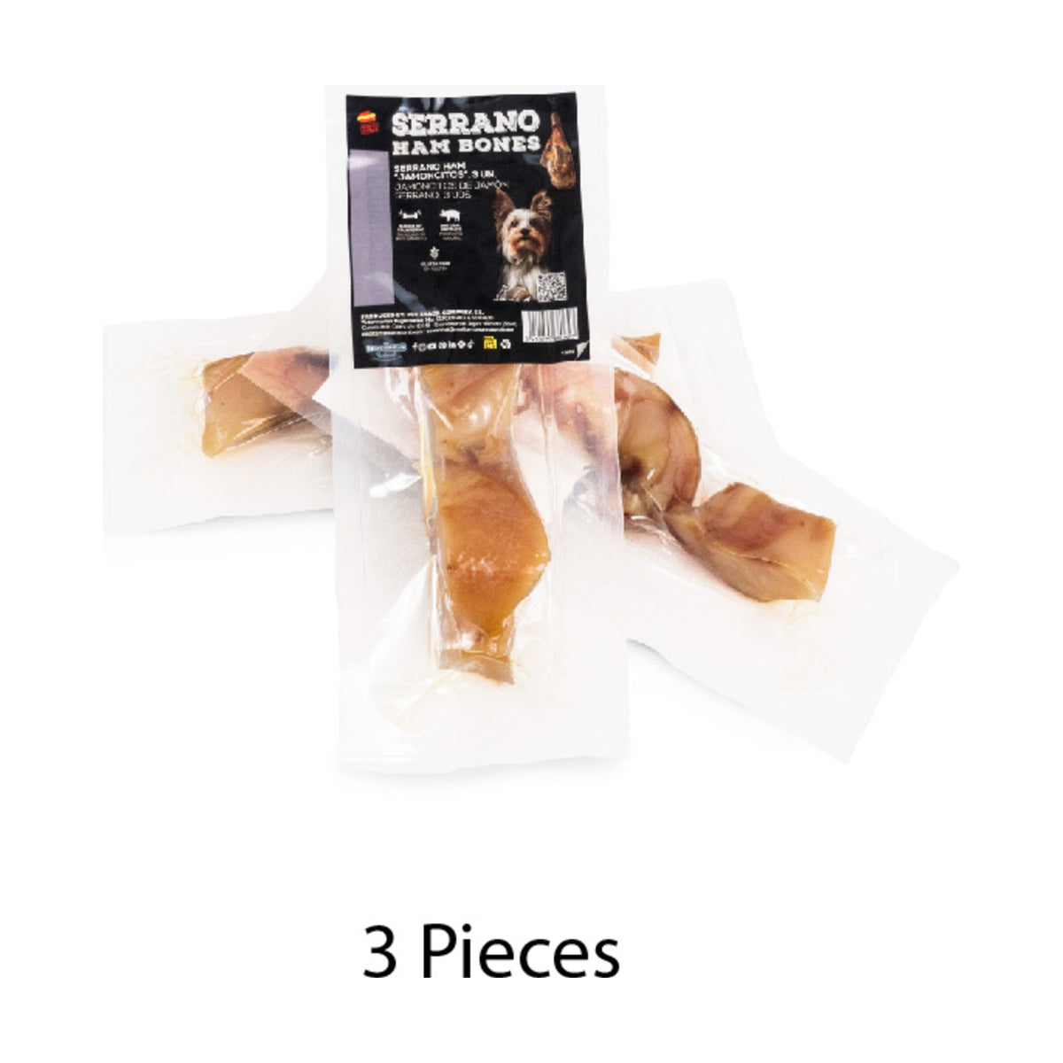 SERRANO Ham Bones – 3 petits jambonneaux pour petit chien 3 x 90 g – photo 2