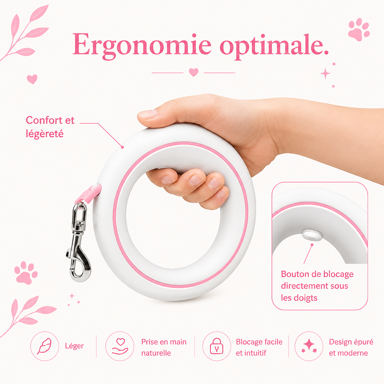Laisse Anneau Rétractable pour chien AnimoriX