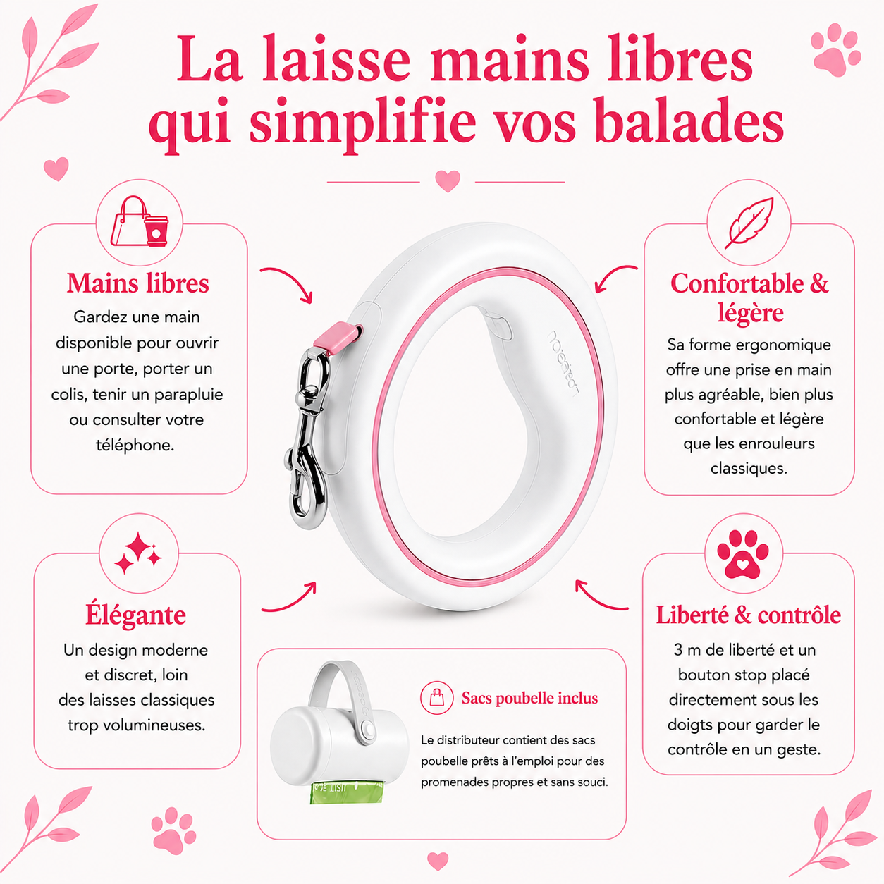 Laisse Anneau Rétractable pour chien AnimoriX