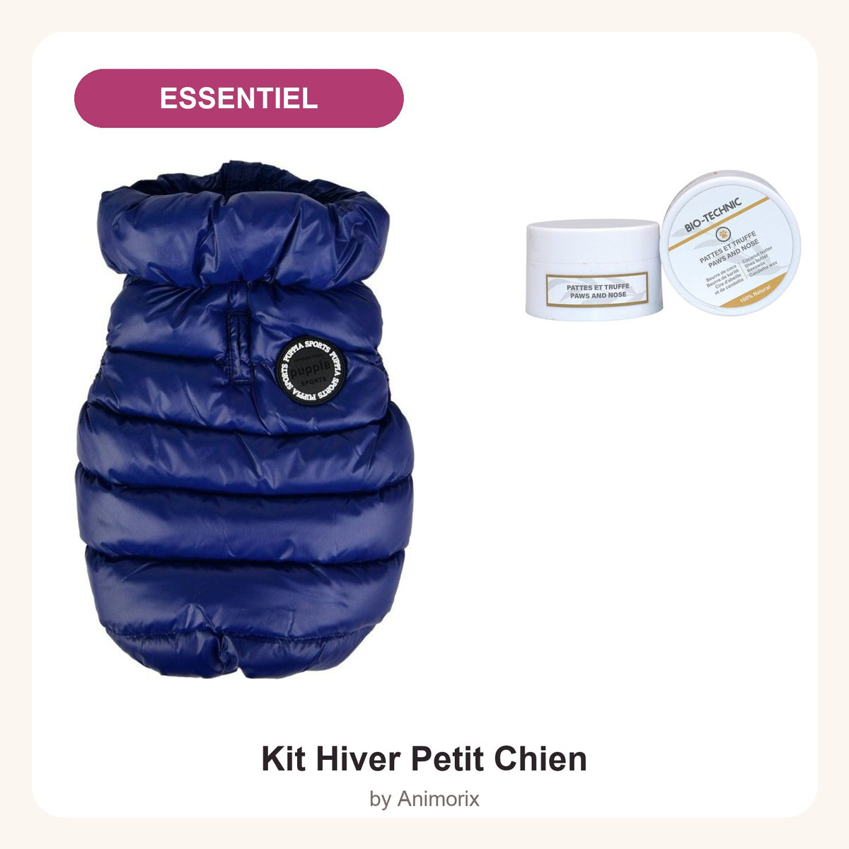 Kit Hiver Petit Chien Essentiel – Doudoune Puppia Ultralight et baume coussinets – bleu marine