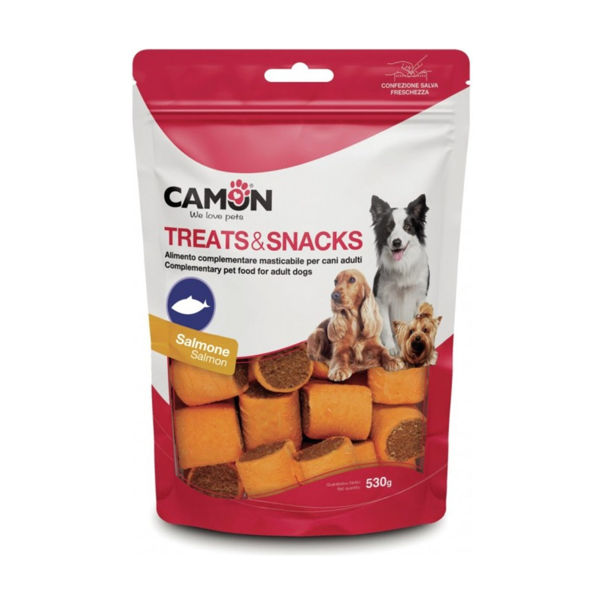 CAMON Biscuits fourrés – Friandises pour chien au saumon 530 g – photo 1