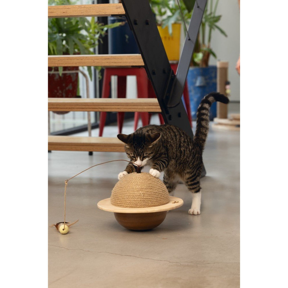 DESIGNED BY LOTTE Griffoir Wiggly – Boule à bascule en corde pour chat – photo 5