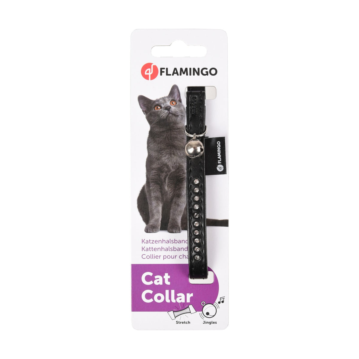 KARLIE Collier pour chat façon cuir à strass – photo 3