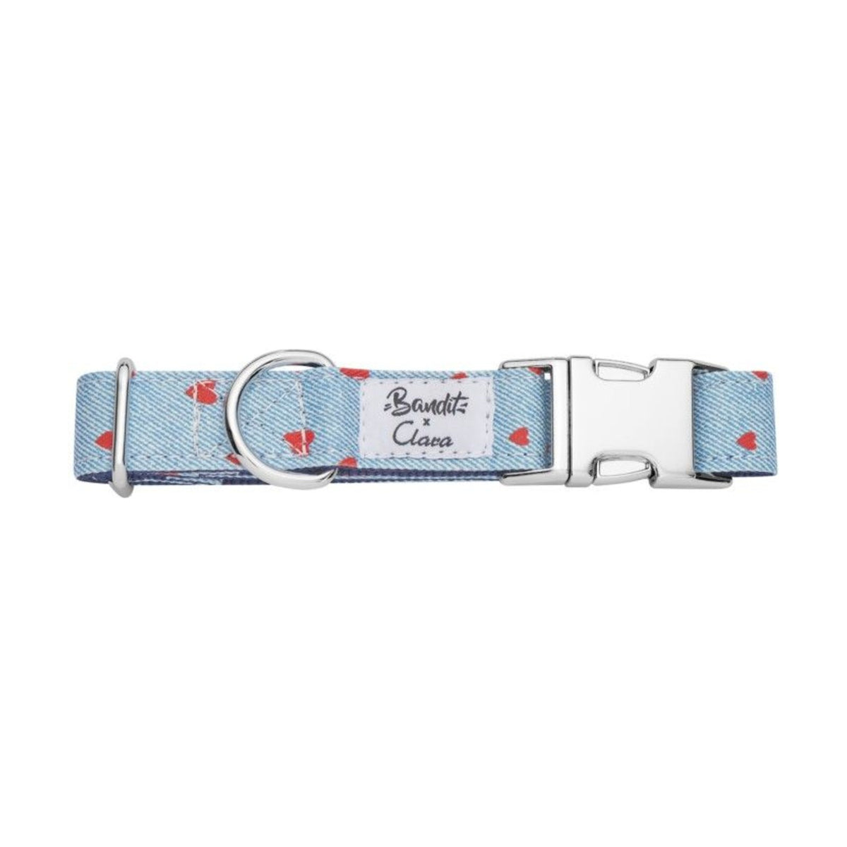 BANDIT Collier Clara – Collier denim à cœurs rouges pour chien – photo 2