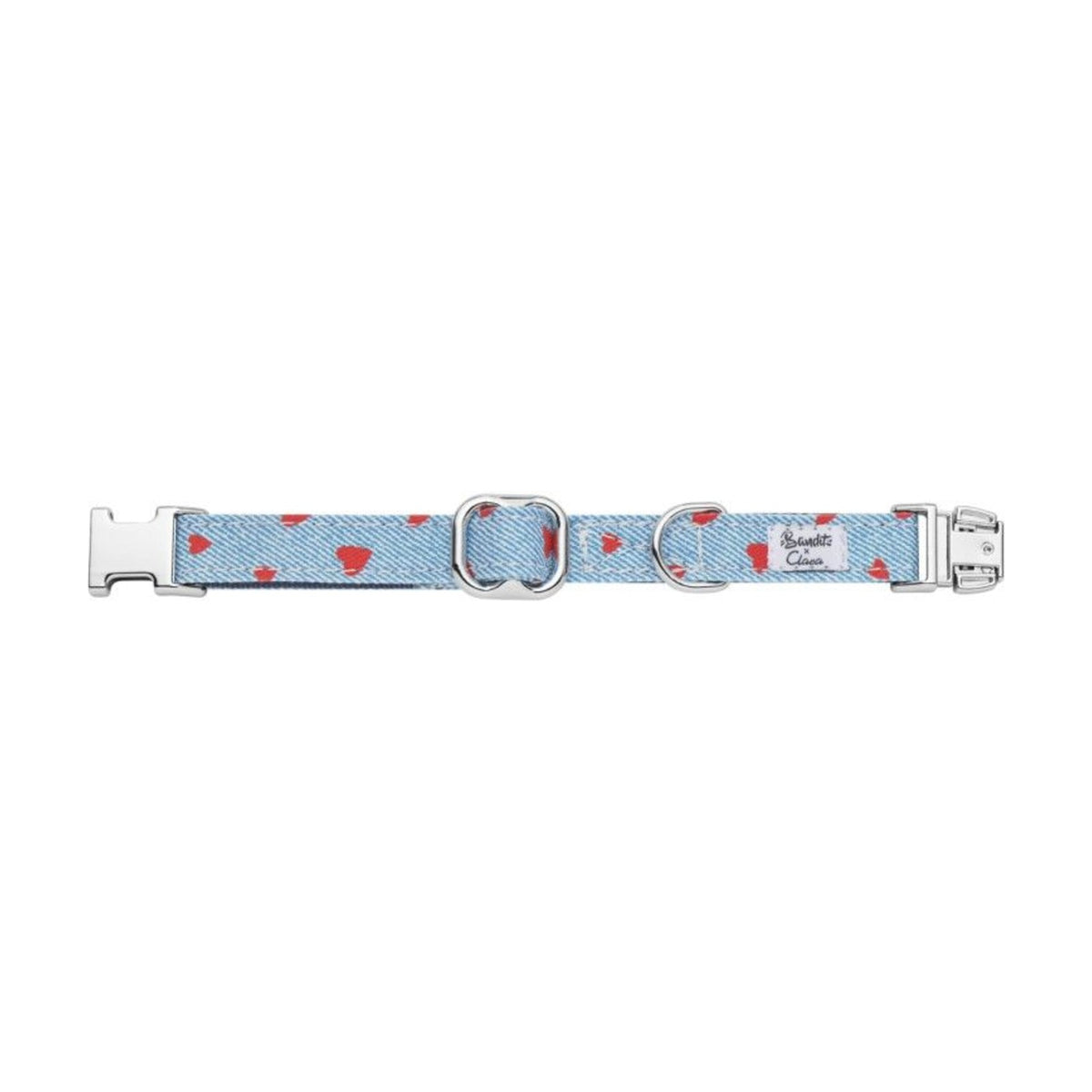 BANDIT Collier Clara – Collier denim à cœurs rouges pour chien – photo 3