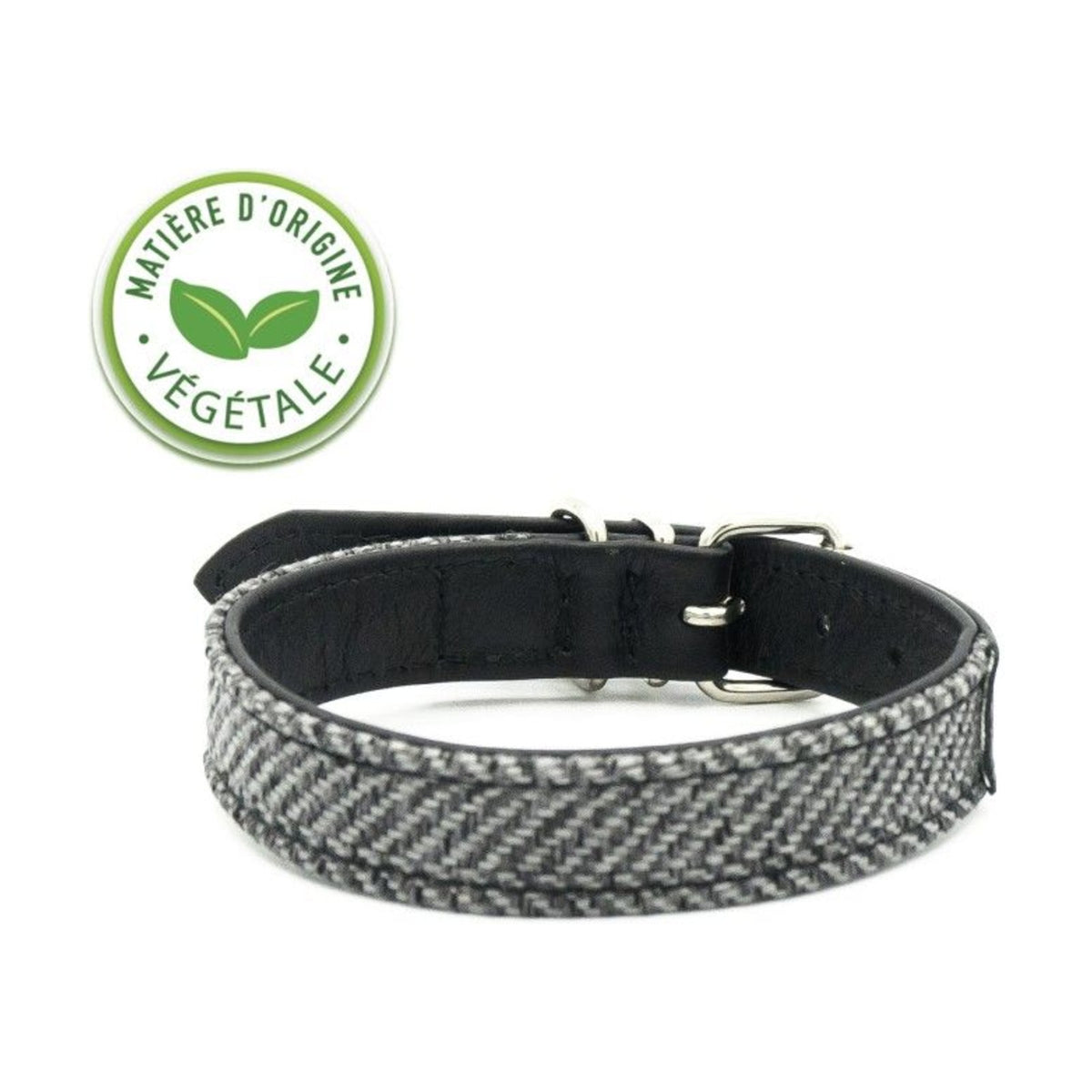 LEOPET Collier en cuir végétal et tweed pour chien – photo 1