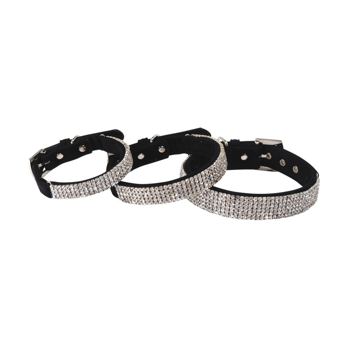 Collier strass noir suédine