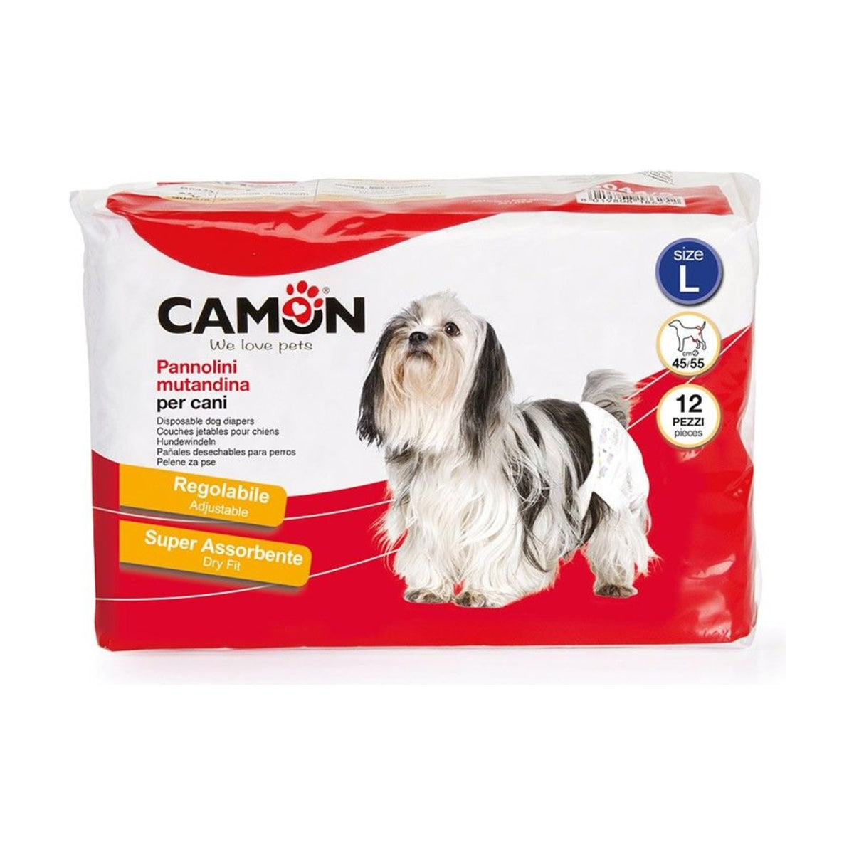 CAMON Couches jetables – Couches à fermeture adhésive pour chien (x12) – photo 3