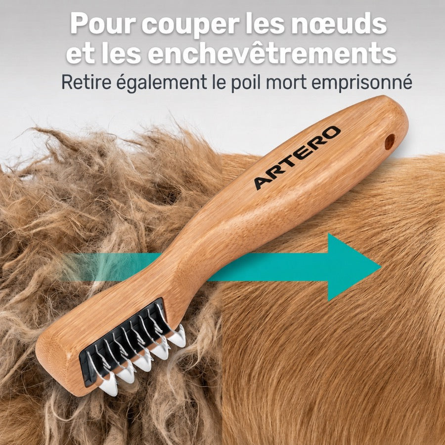 ARTERO Coupe-nœuds Freddy spécial – Démêloir à lames pour chien et chat – photo 4