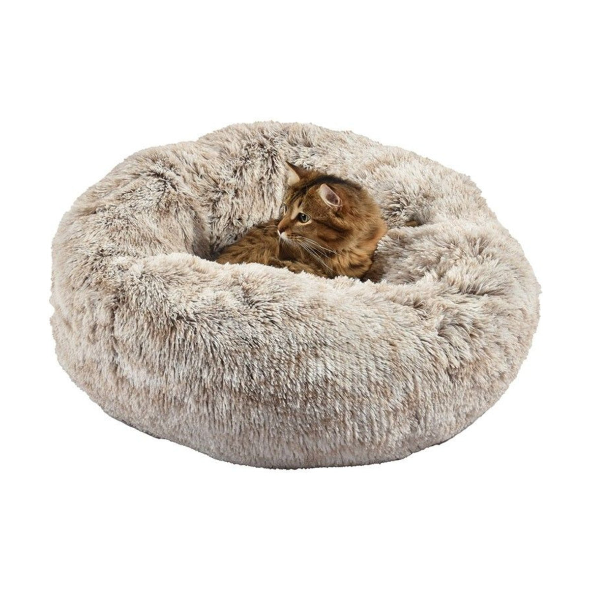 BOBBY Coussin Donut Poilu beige – Panier rond moelleux pour chien et chat – photo 2