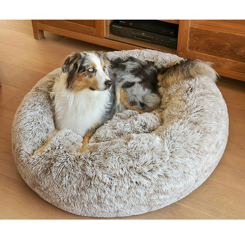 BOBBY Coussin Donut Poilu beige – Panier rond moelleux pour chien et chat – photo 3