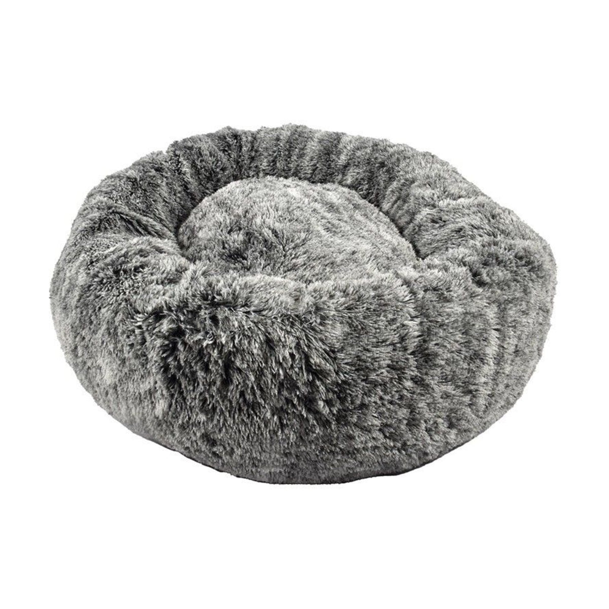 BOBBY Coussin Donut Poilu noir – Panier rond moelleux pour chien et chat – photo 1