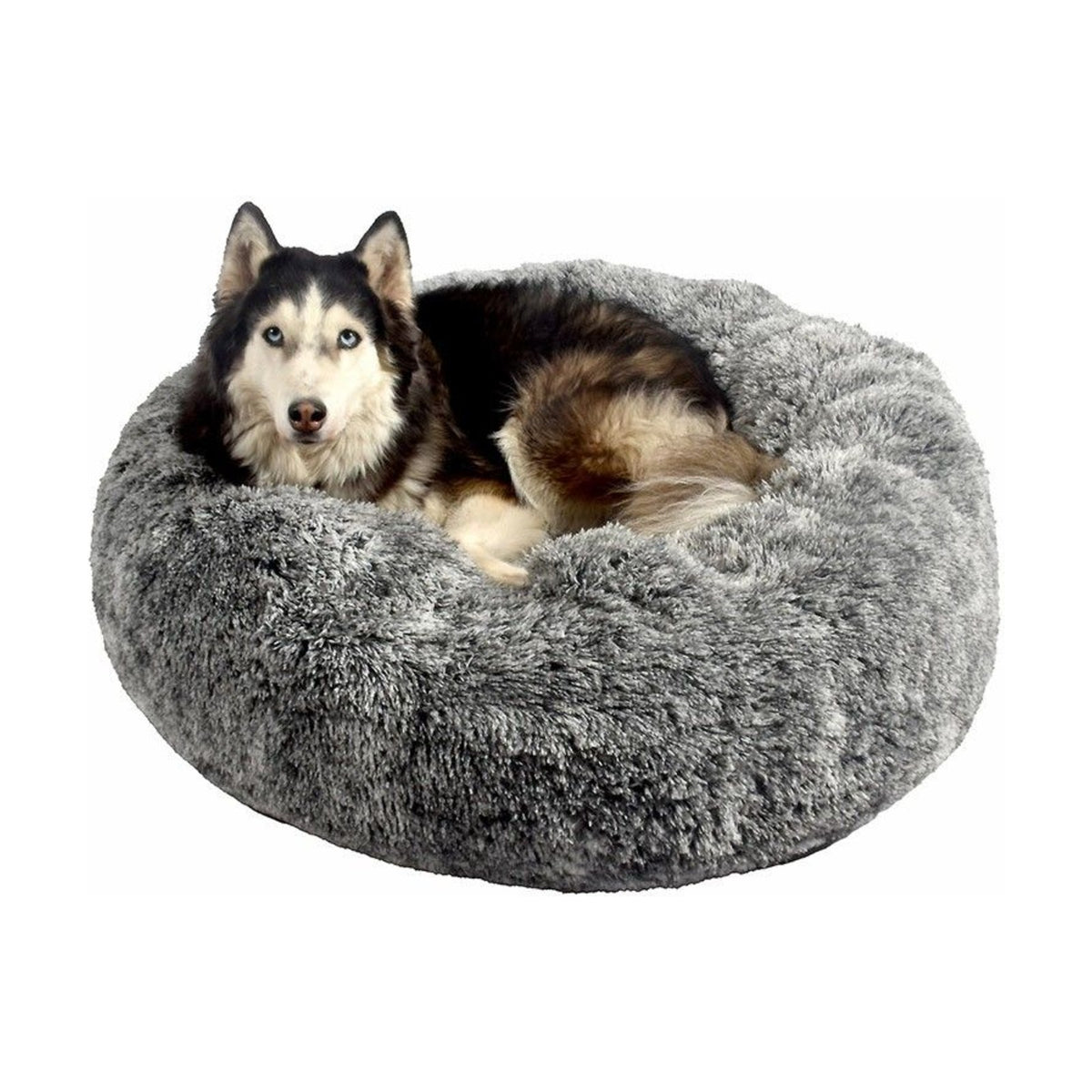 BOBBY Coussin Donut Poilu noir – Panier rond moelleux pour chien et chat – photo 3
