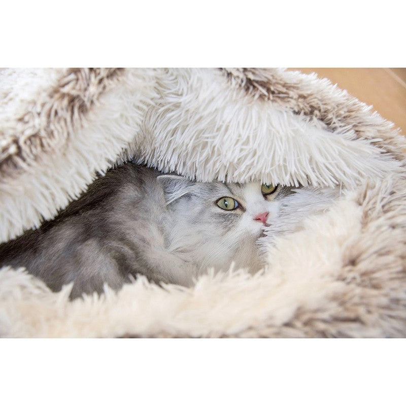 BOBBY Bulle Poilu beige – Couchage douillet en fausse fourrure pour chat – photo 2