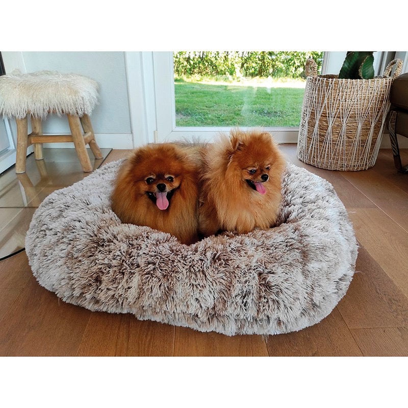 BOBBY Coussin Poilu beige – Coussin ovale en fausse fourrure pour chien et chat – photo 2