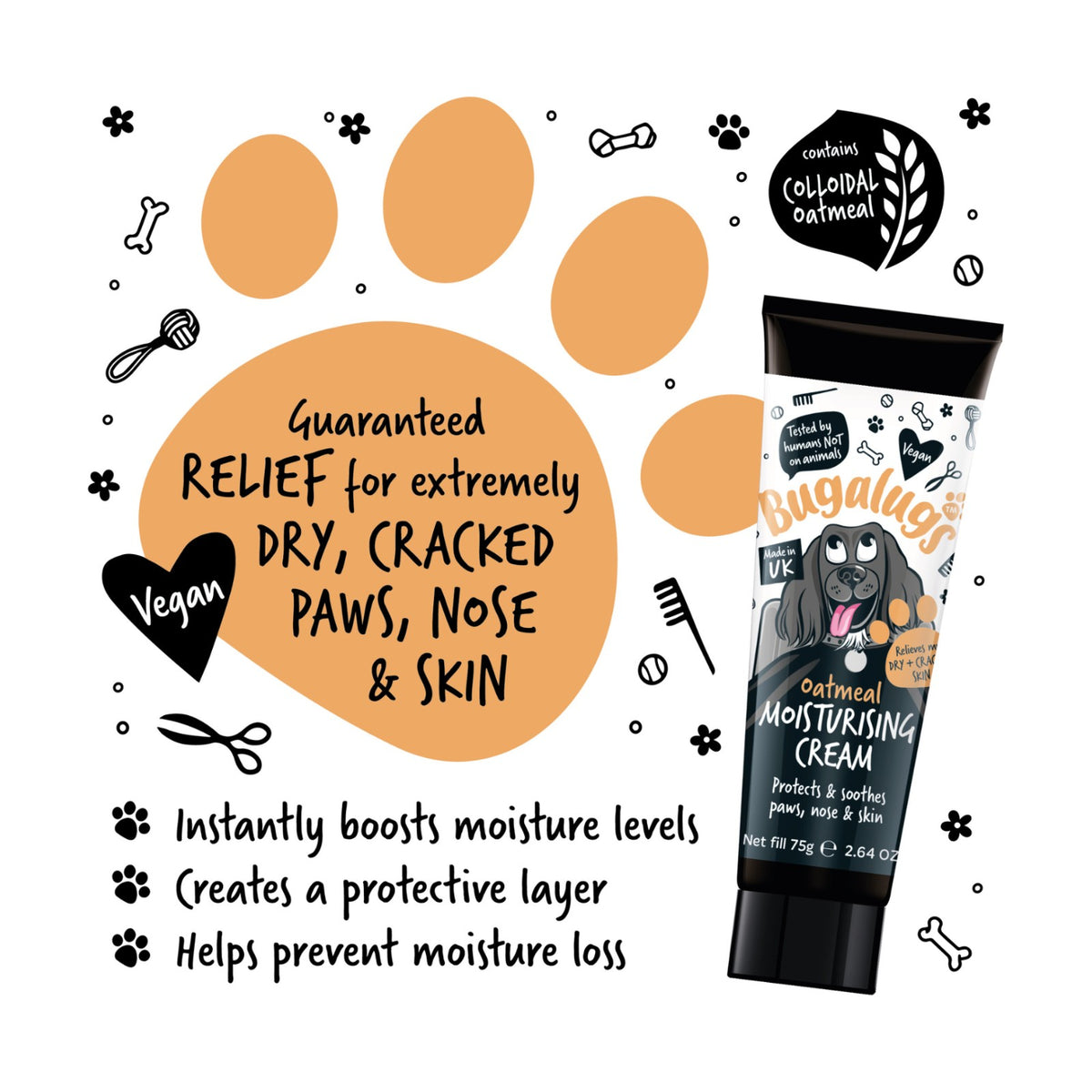 BUGALUGS Crème Oatmeal – Crème hydratante peau, truffe et coussinets pour chien – photo 2