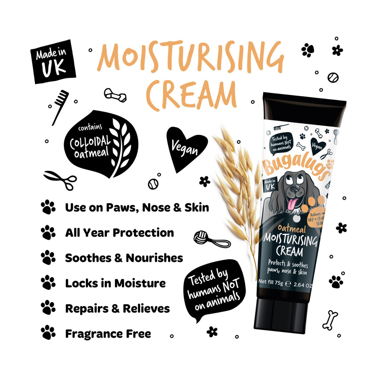BUGALUGS Crème Oatmeal – Crème hydratante peau, truffe et coussinets pour chien – photo 3