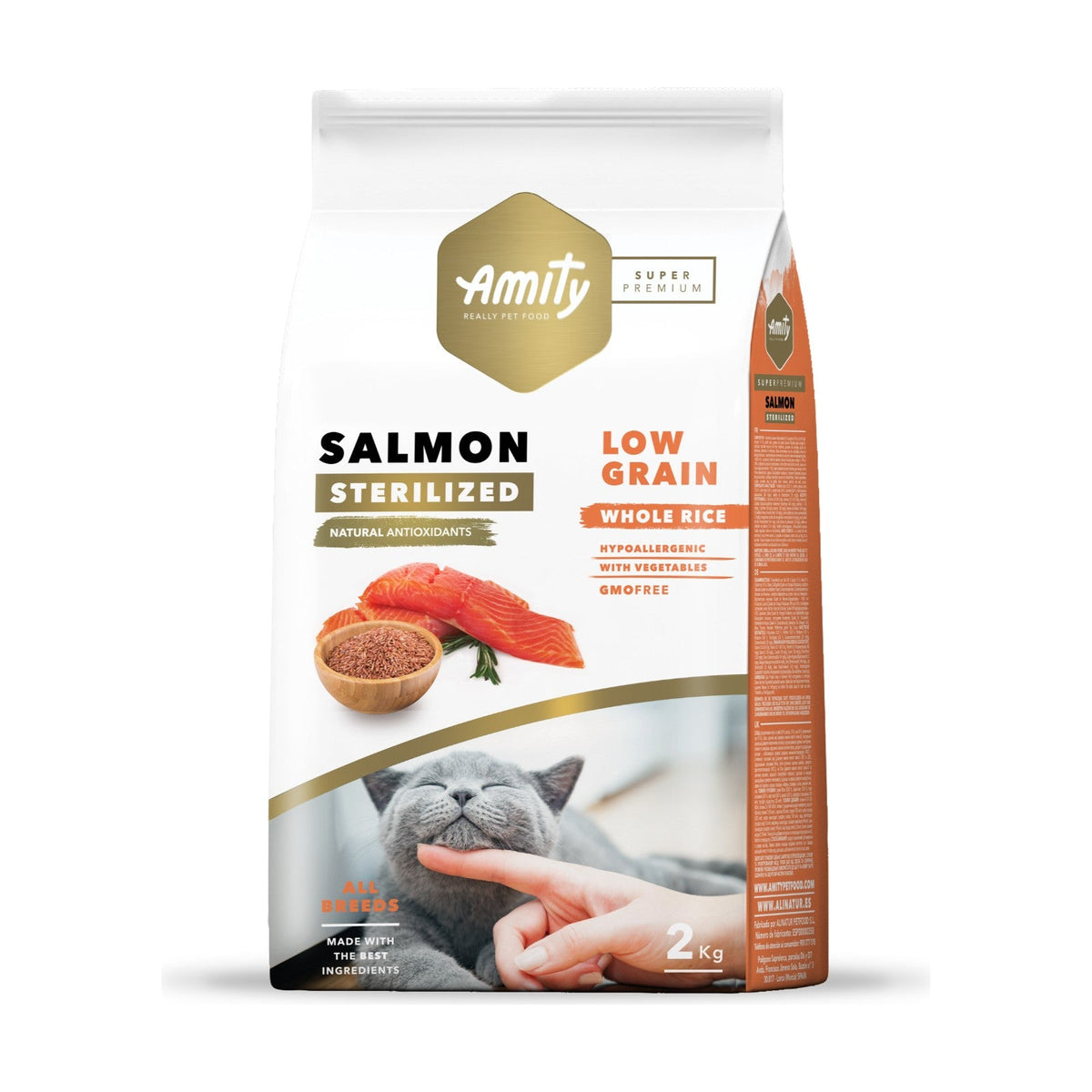 Lot de 2 sacs – AMITY Super Premium Sterilized – Croquettes chat stérilisé au saumon