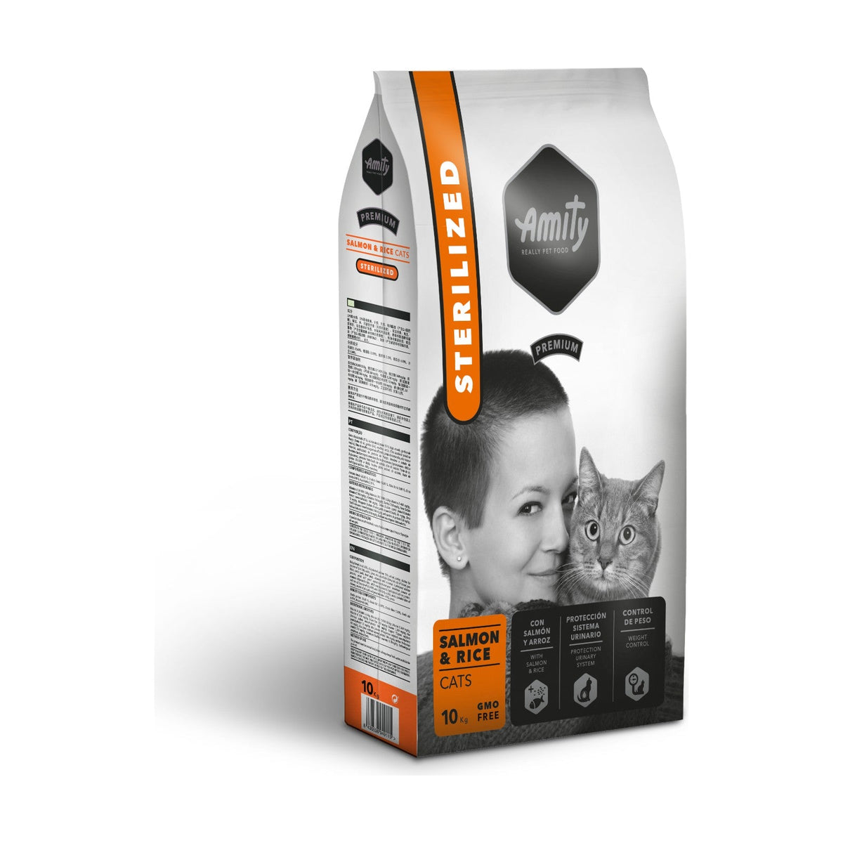 Lot de 2 sacs – AMITY Premium Sterilized – Croquettes chat stérilisé saumon et riz