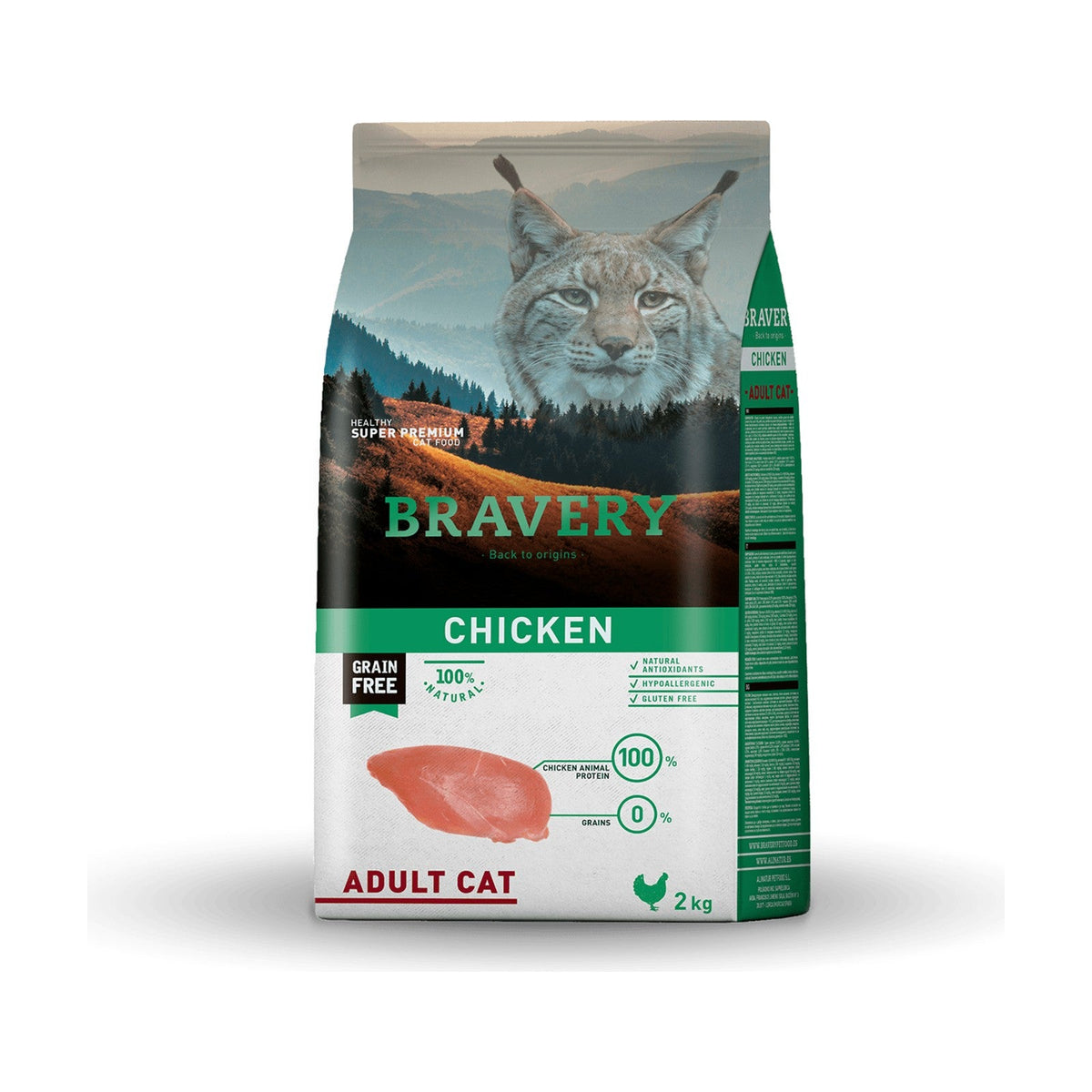 Lot de 2 sacs – BRAVERY Adult Cat – Croquettes sans céréales chat adulte au poulet