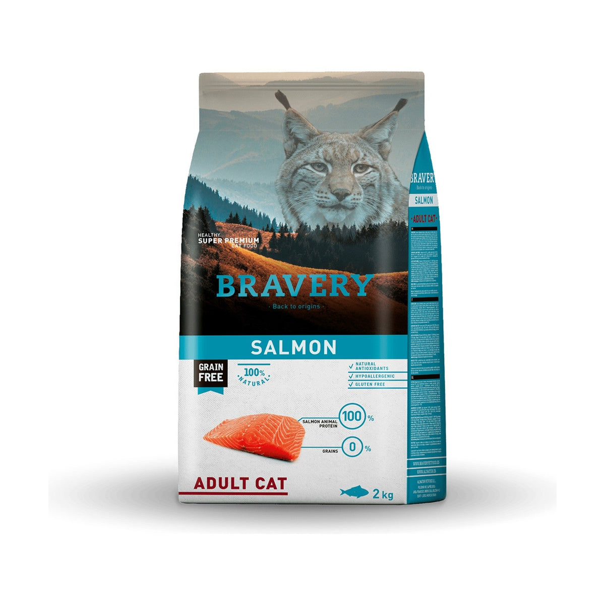 Lot de 2 sacs – BRAVERY Adult Cat – Croquettes sans céréales chat adulte au saumon
