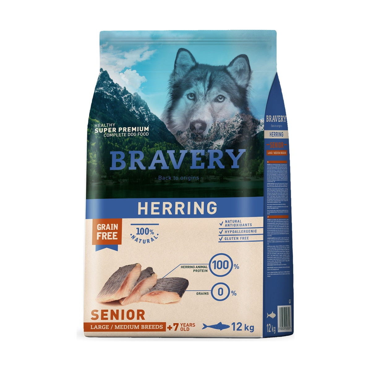 Lot de 2 sacs – BRAVERY Senior Medium & Large – Croquettes sans céréales chien senior au hareng