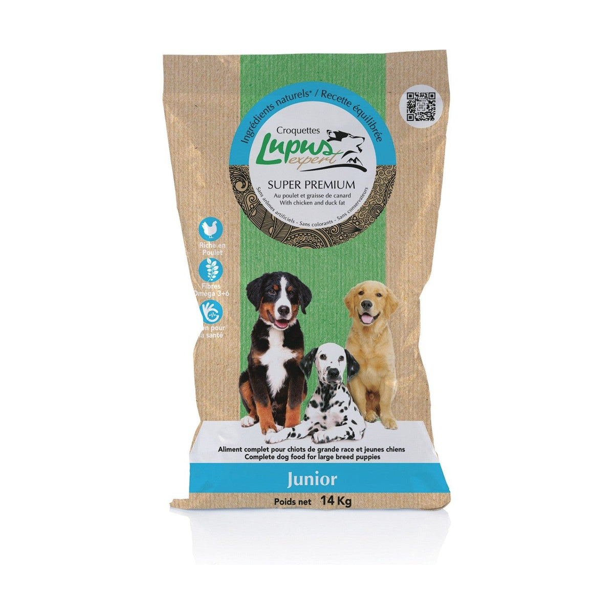 Lot de 2 sacs – LUPUS EXPERT Junior – Croquettes chiot grande race au poulet 14 kg