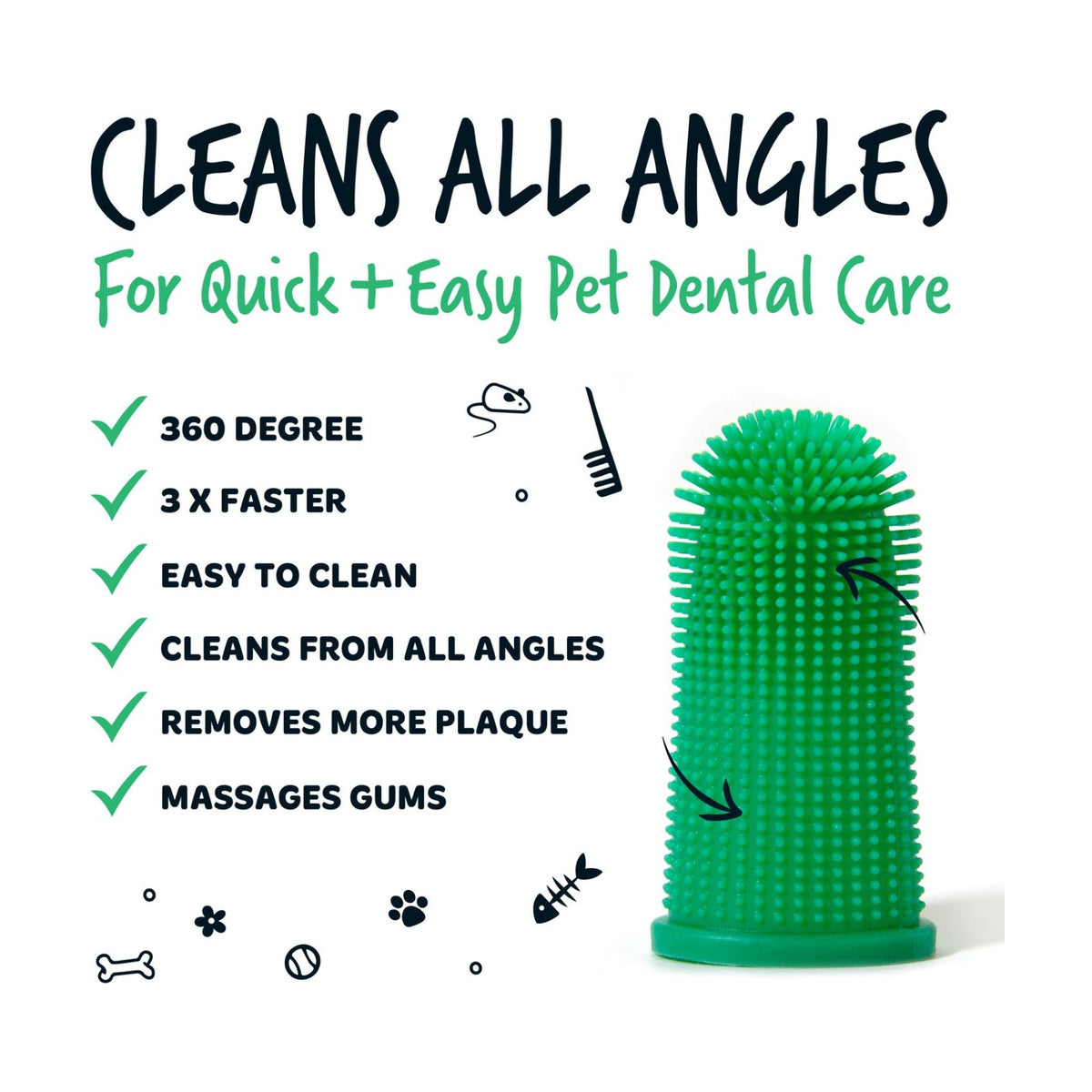 BUGALUGS Brosse à dents doigtier en silicone pour chien et chat – photo 5