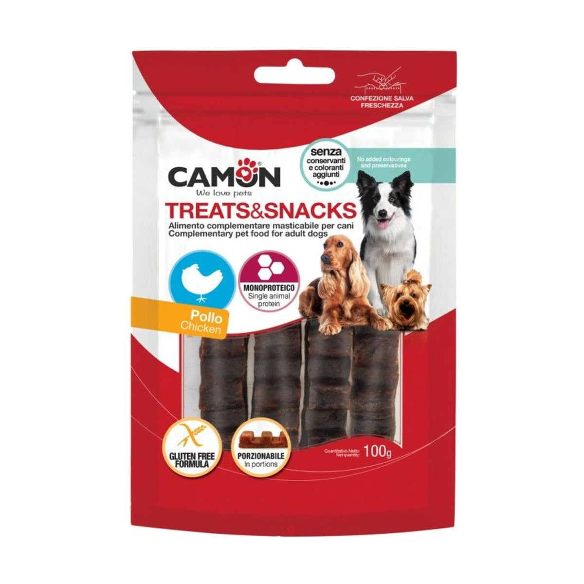 CAMON Barre au poulet portionnable – Friandise pour chien 100 g – photo 1