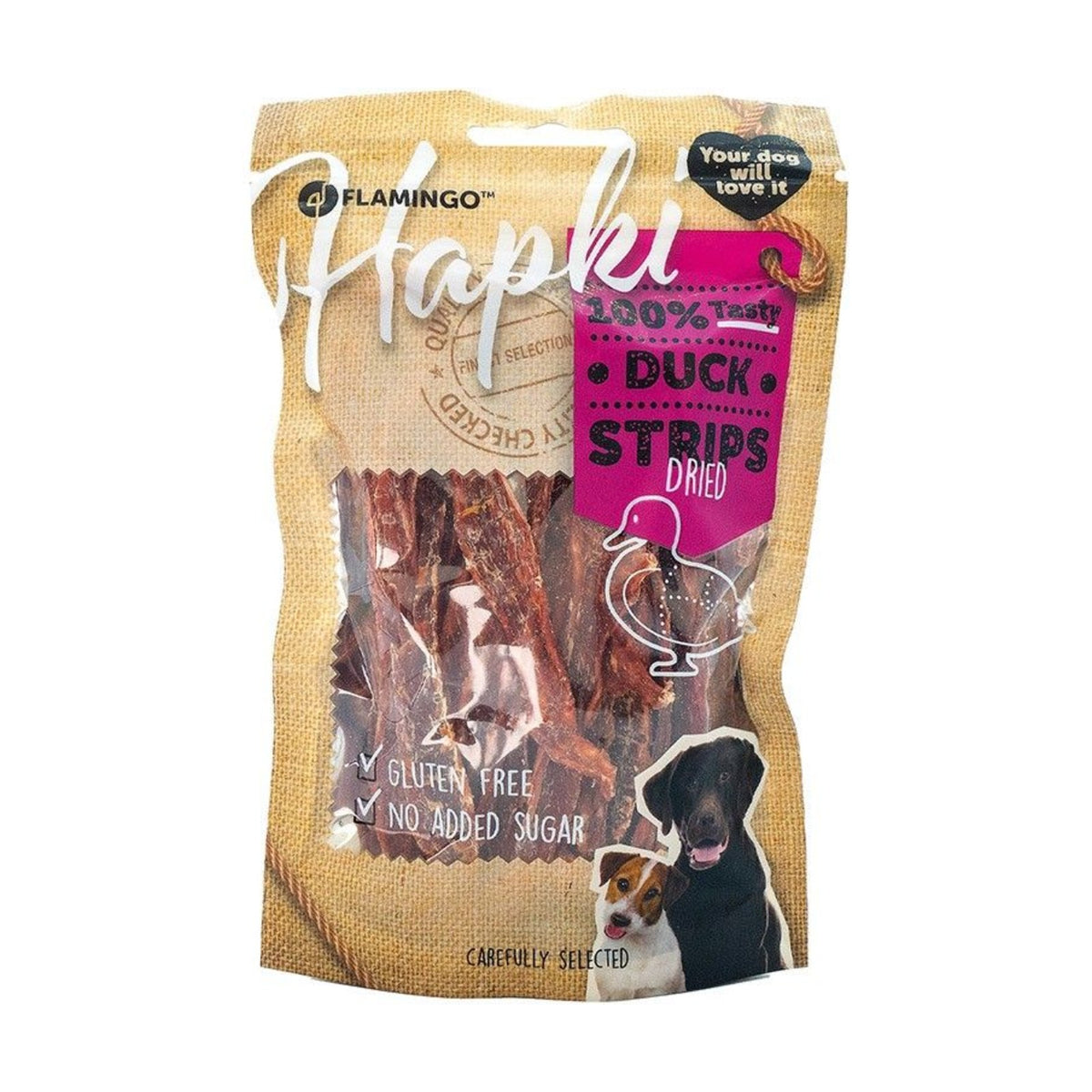FLAMINGO Hapki Filets de canard – Friandises séchées pour chien 85 g – photo 1