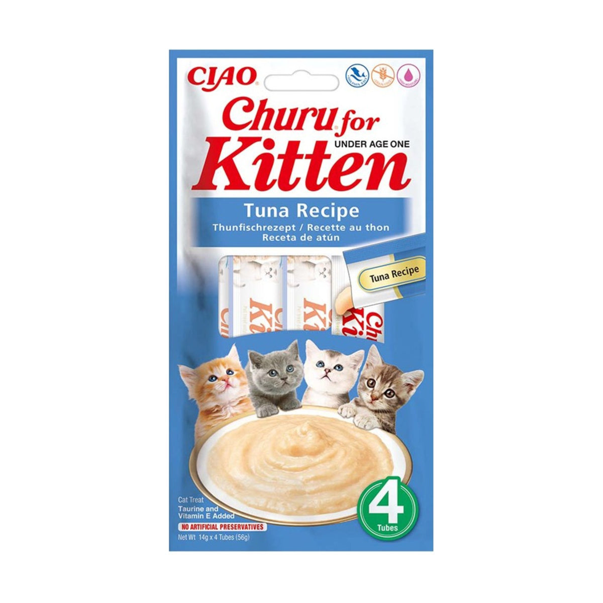 INABA Churu Kitten – Friandise liquide pour chaton thon ou poulet (4 × 14 g) – photo 1
