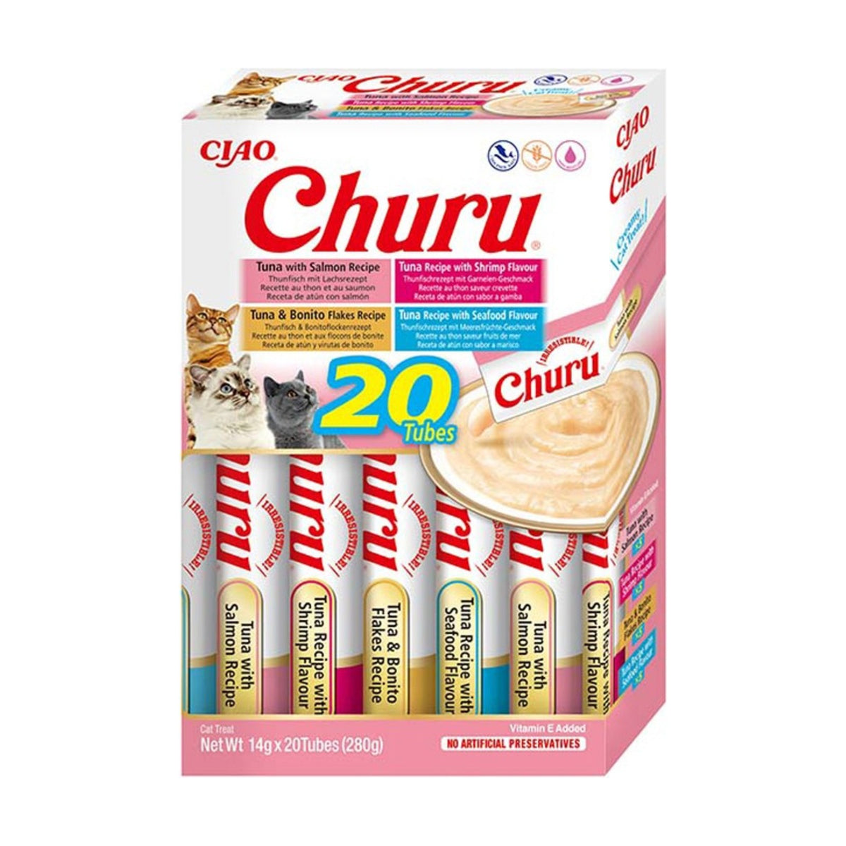 INABA Churu Multipack – Friandise liquide pour chat thon ou poulet (20 × 14 g) – photo 1