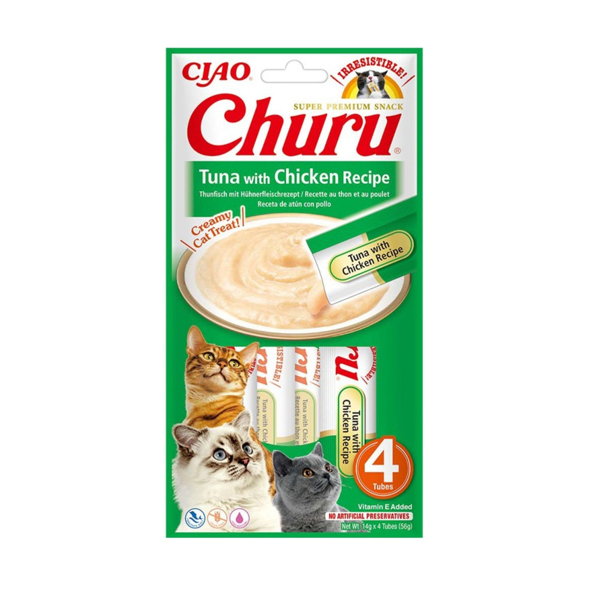 INABA Churu – Friandise liquide pour chat au thon ou au poulet (4 × 14 g) – photo 2