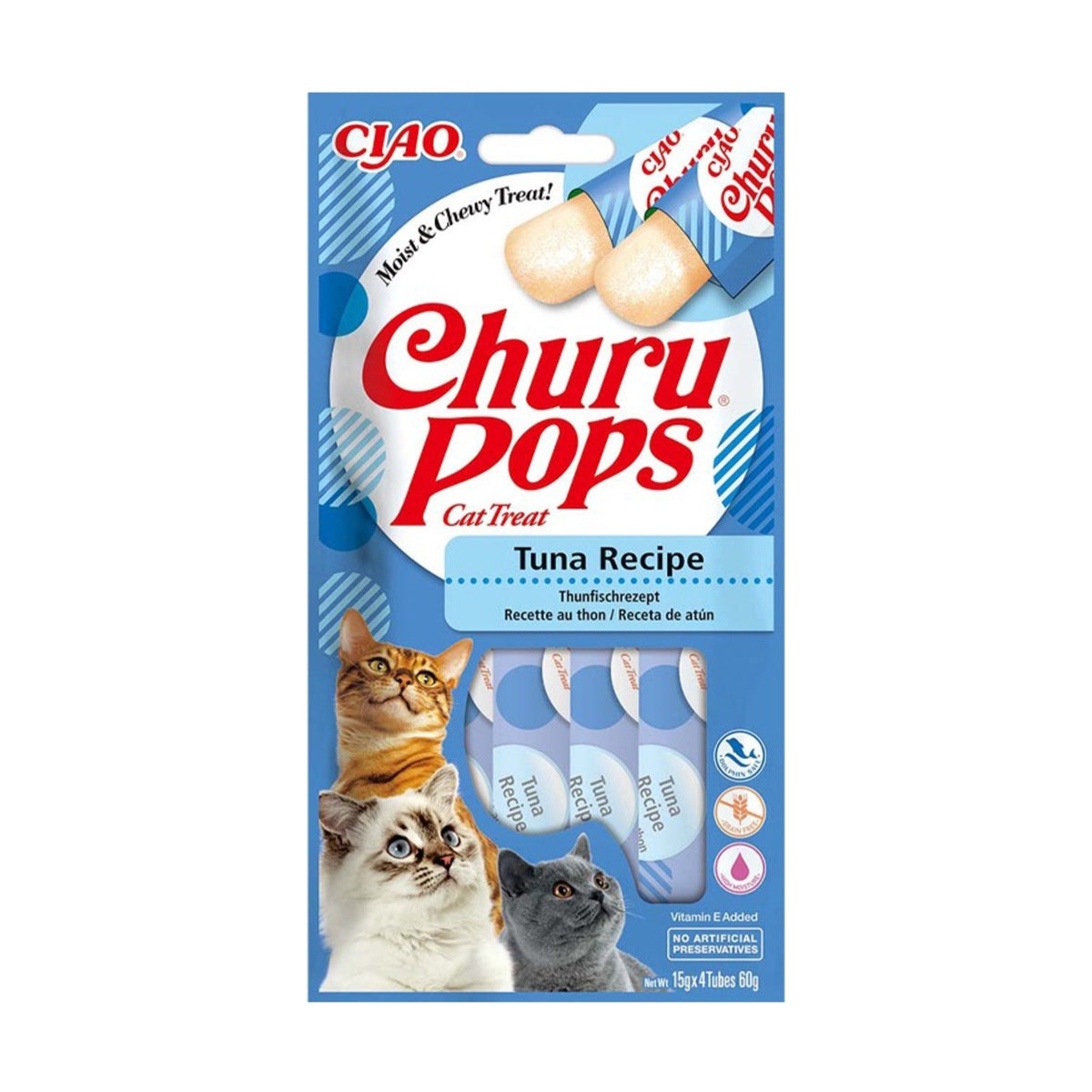 INABA Churu Pops – Friandise en gelée pour chat thon ou poulet (4 × 15 g) – photo 1