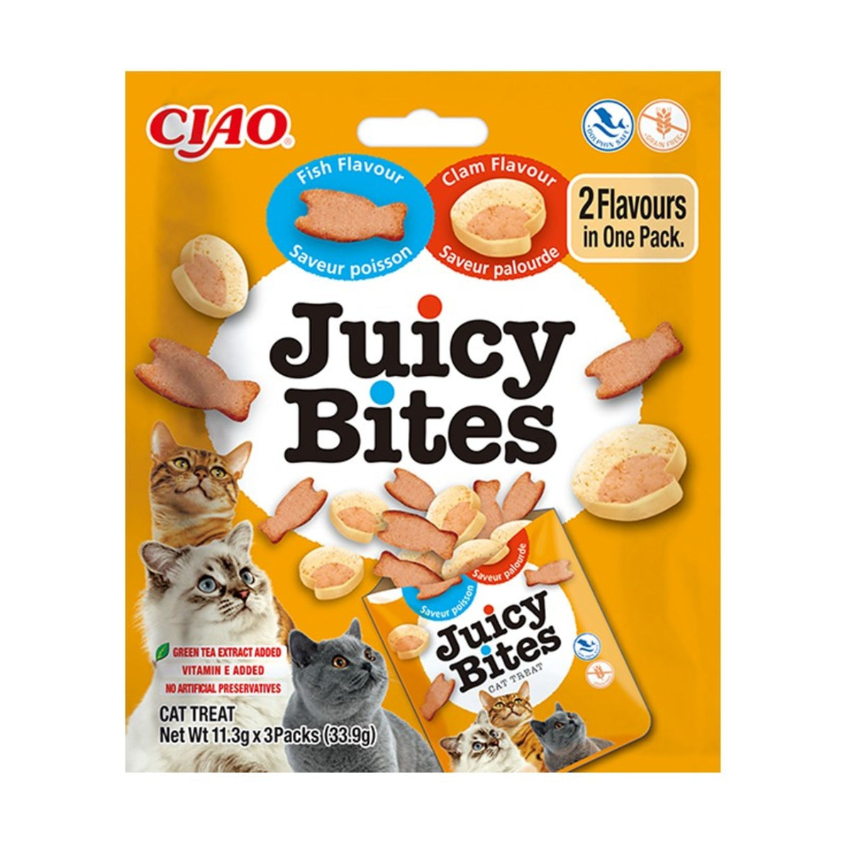 INABA Churu Juicy Bites – Friandises moelleuses pour chat, 2 saveurs (3 × 11,3 g) – photo 2