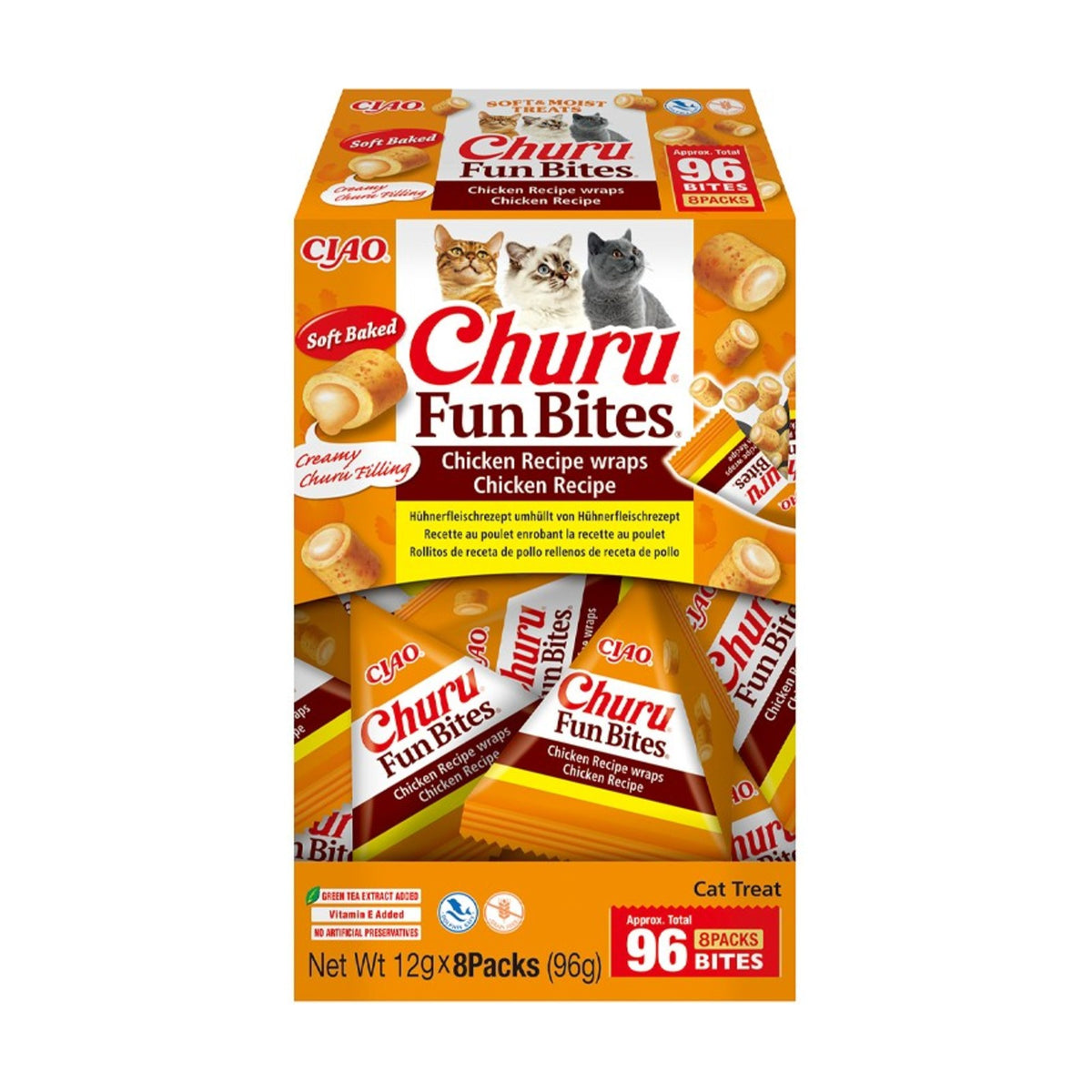INABA Churu Fun Bites – Friandises moelleuses pour chat poulet ou thon (8 × 12 g) – photo 1