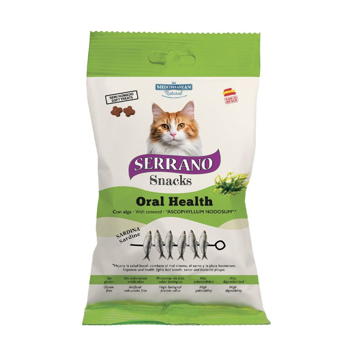 SERRANO Snacks Chat Oral Care – Friandises pour chat sardine et poulet 50 g – photo 1