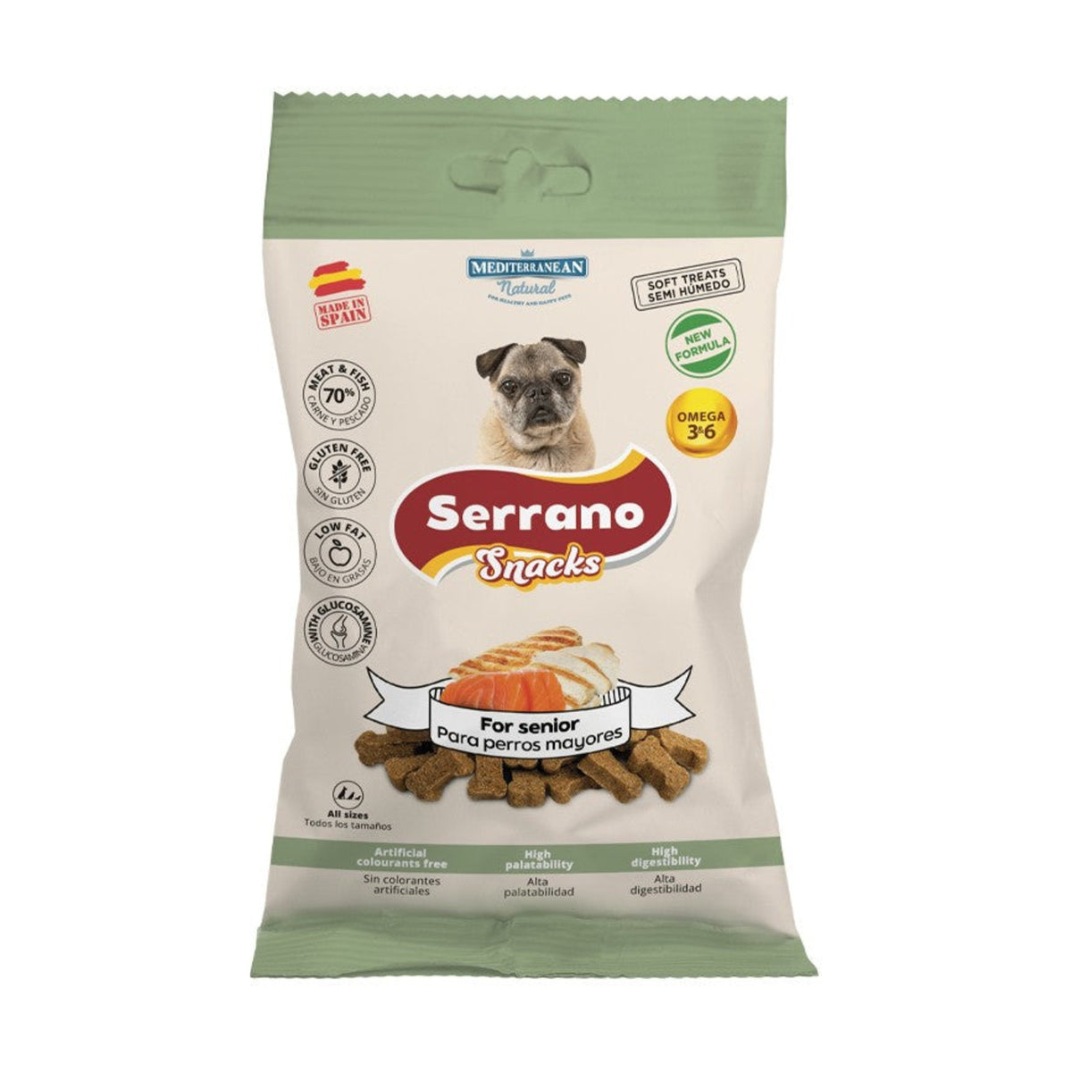 SERRANO Snacks Senior – Friandises pour chien jambon, dinde et poisson 100 g – photo 1