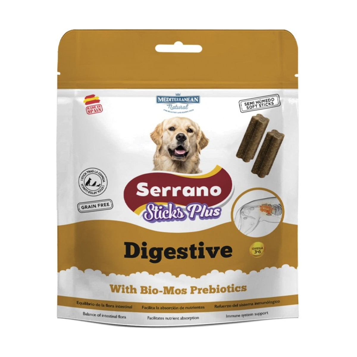 SERRANO Sticks Plus Care Digestive – Friandises pour chien dinde et poisson 110 g – photo 1