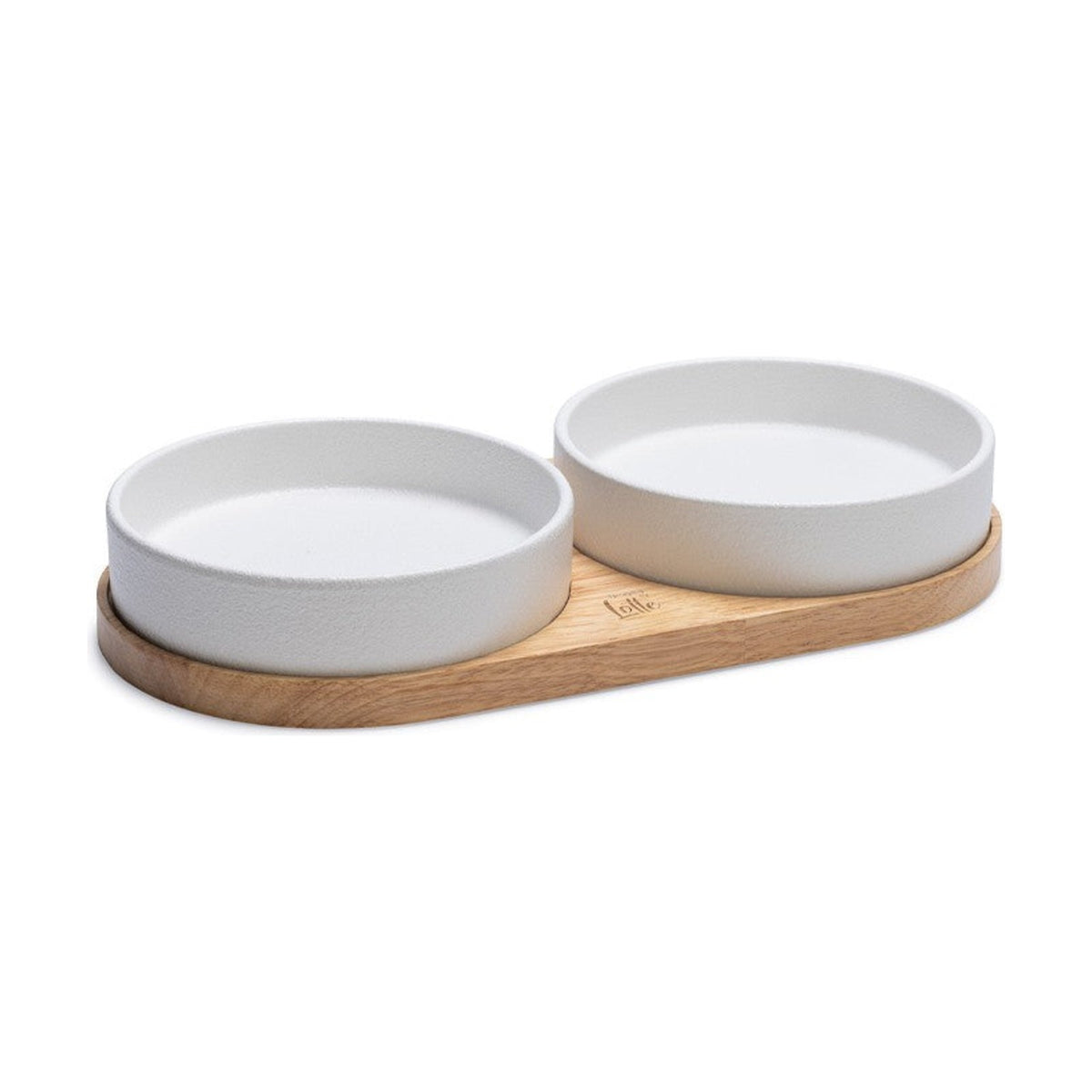 DESIGNED BY LOTTE Dinner set Lojs pour chat – 2 bols céramique sur cadre bois – photo 1