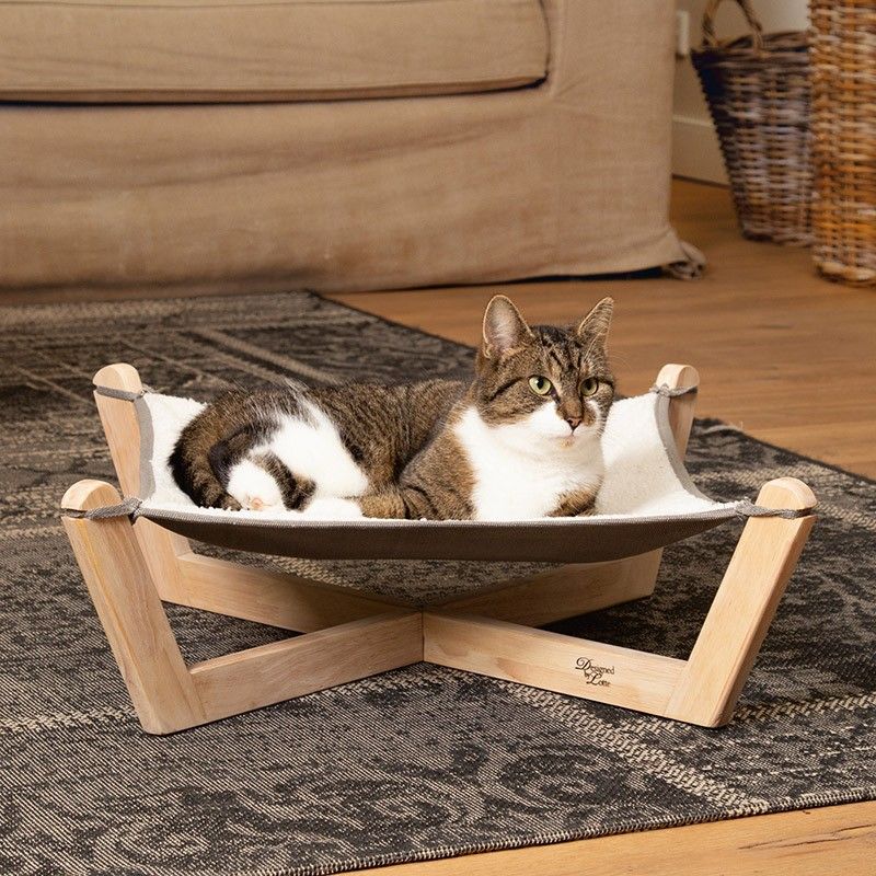 DESIGNED BY LOTTE Hamac Gaïa – Lit hamac sur pieds en bois pour chat – photo 2