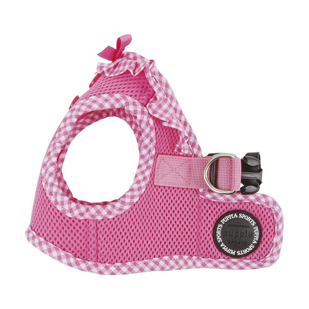 PUPPIA Harnais veste Vivien – Harnais vichy à collerette pour petit chien, rose – photo 1