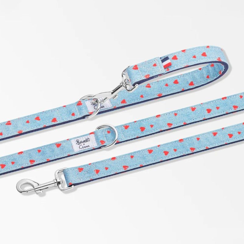 BANDIT Laisse Clara – Laisse denim à cœurs pour chien 120 cm – photo 1