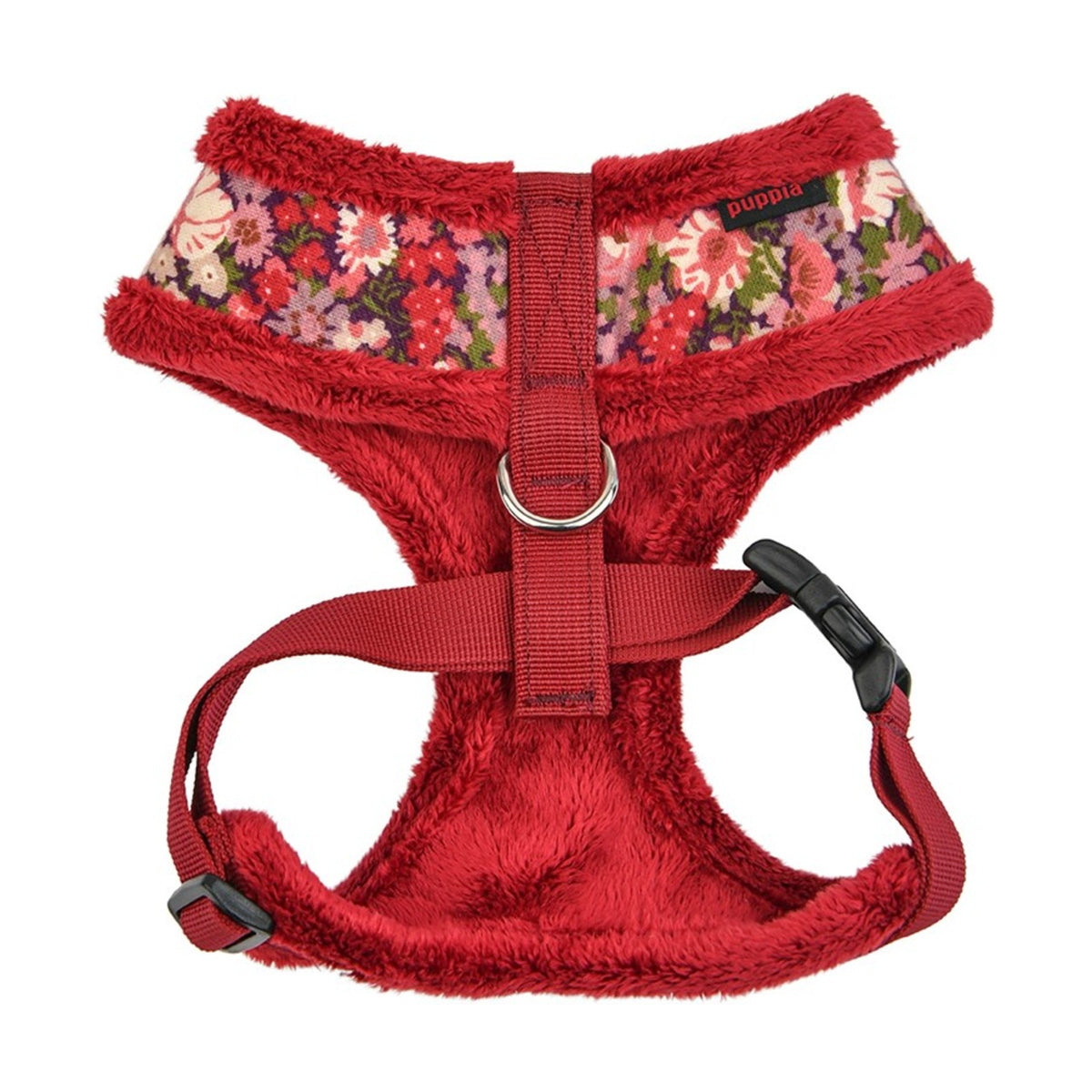 PUPPIA Harnais réglable Gianni bordeaux – Harnais doublé fourrure pour petit chien – photo 3