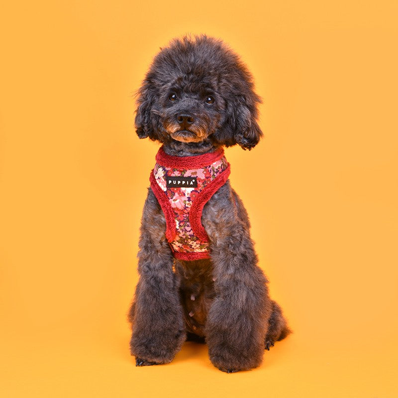 PUPPIA Harnais réglable Gianni bordeaux – Harnais doublé fourrure pour petit chien – photo 2