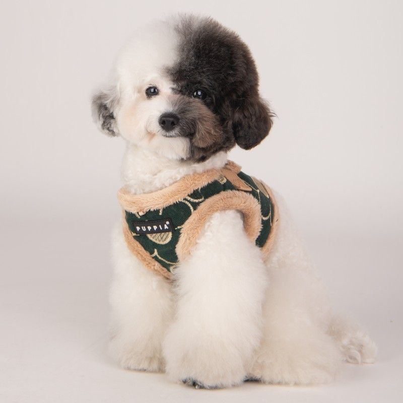 PUPPIA Harnais veste Florent kaki – Harnais doublé fourrure pour petit chien – photo 3