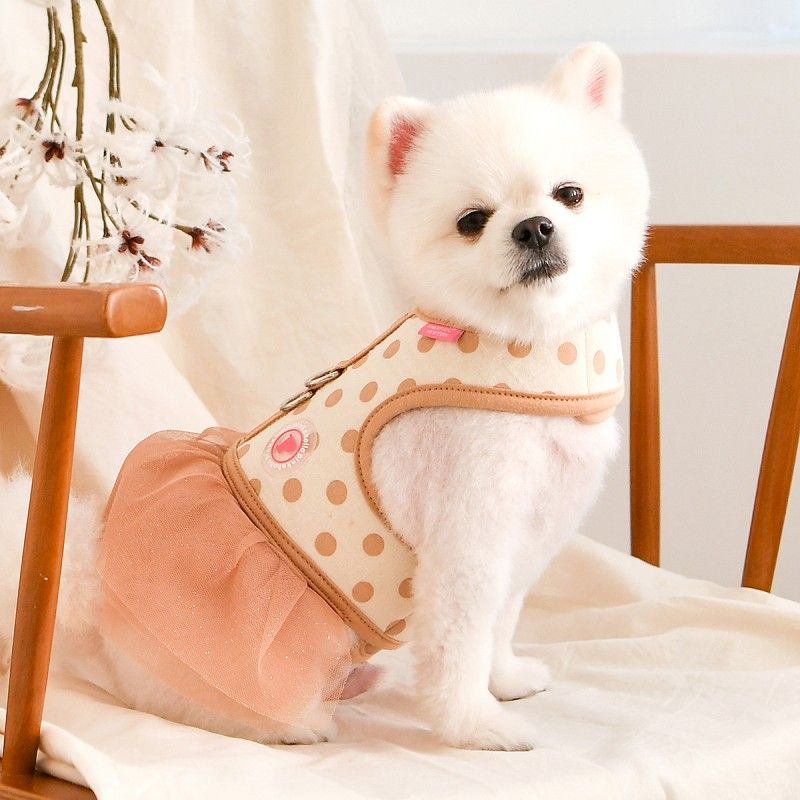 PINKAHOLIC Harnais veste à jupe Ida – Harnais robe à pois pour petit chien – photo 1