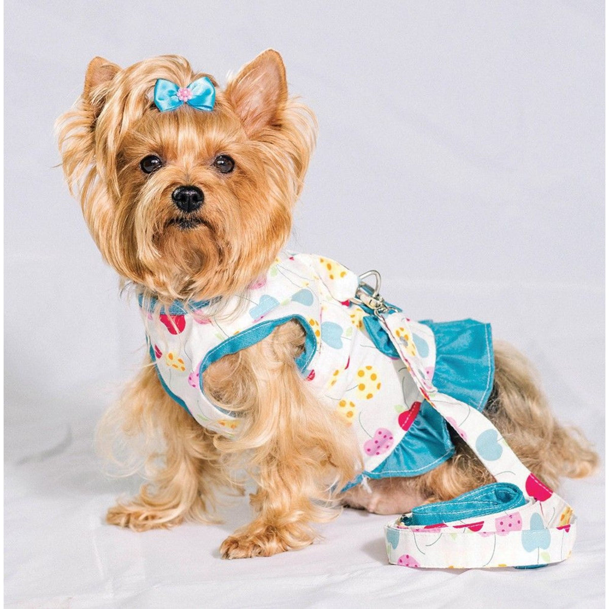 DOGGY DOLLY Harnais veste Cerises – Harnais veste à nœuds avec laisse – photo 2