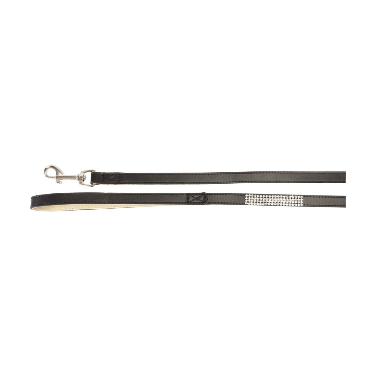 Laisse cuir noir strass