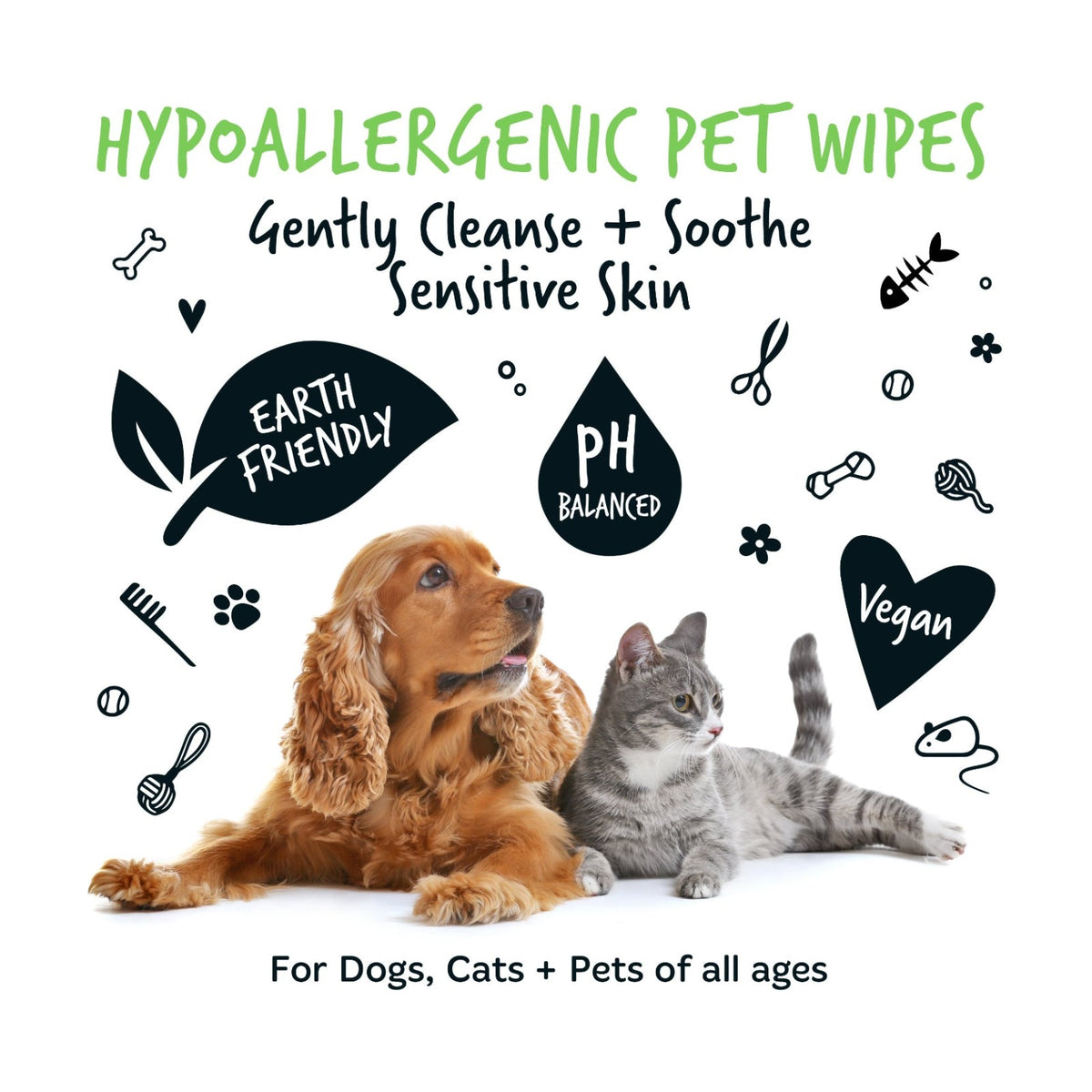 BUGALUGS Lingettes biodégradables sans parfum pour chien et chat – photo 3